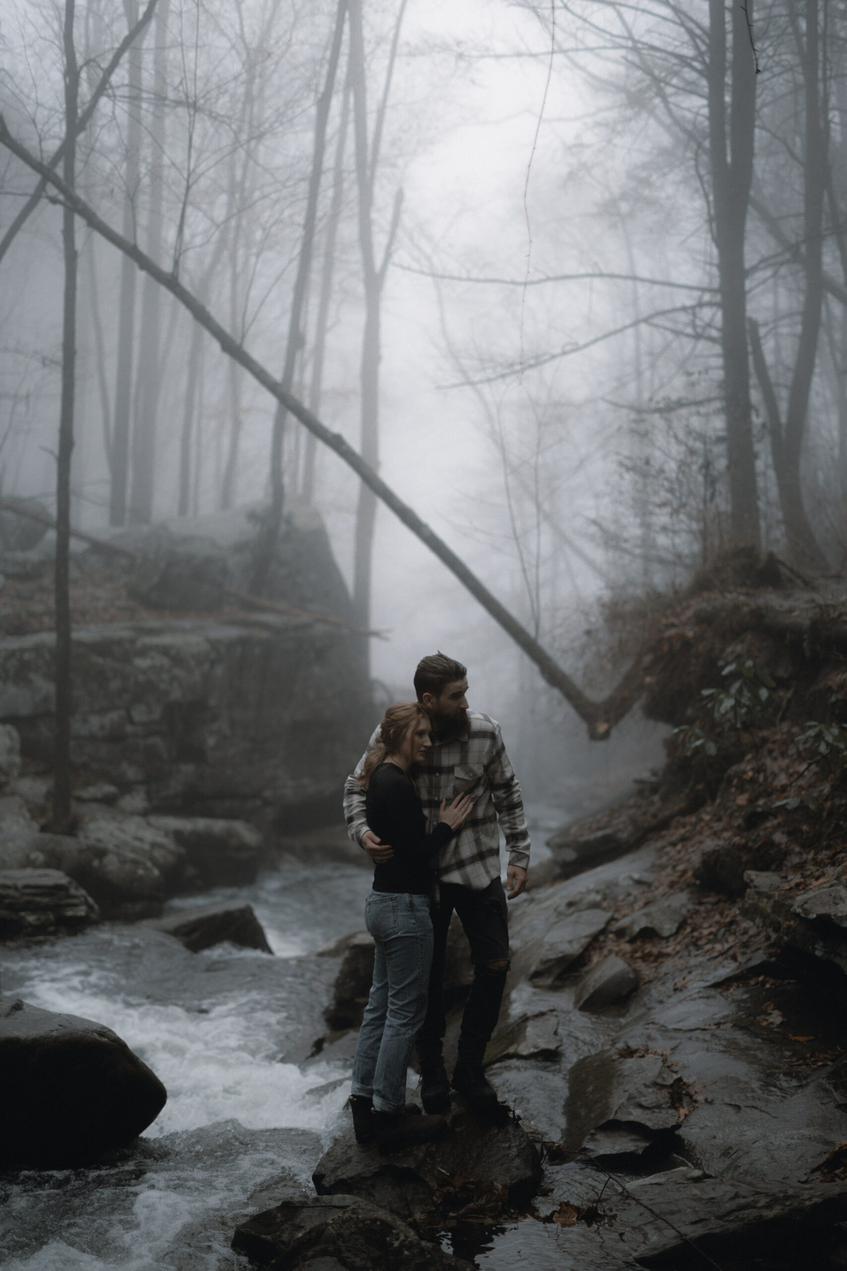 couple has engagement photos at cloudland canyon state park