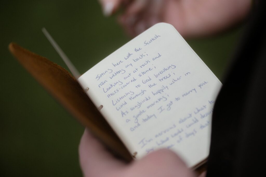Bride and groom during an intimate Scotland destination wedding in the Scottish Highlands, captured with candid, cinematic wedding photography.
