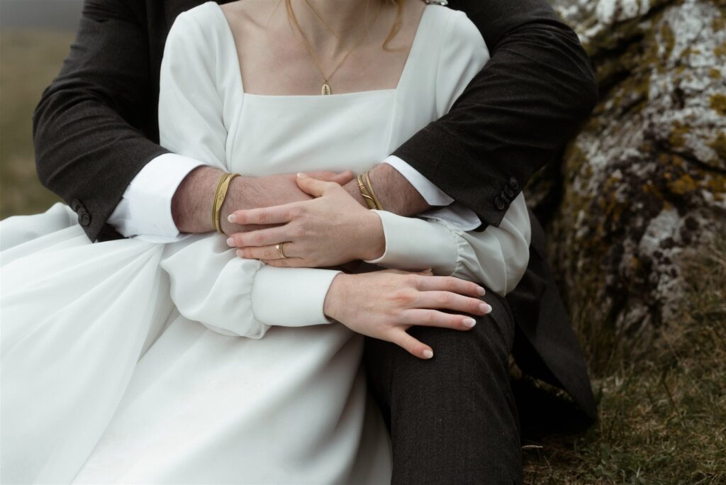 Bride and groom during an intimate Scotland destination wedding in the Scottish Highlands, captured with candid, cinematic wedding photography.