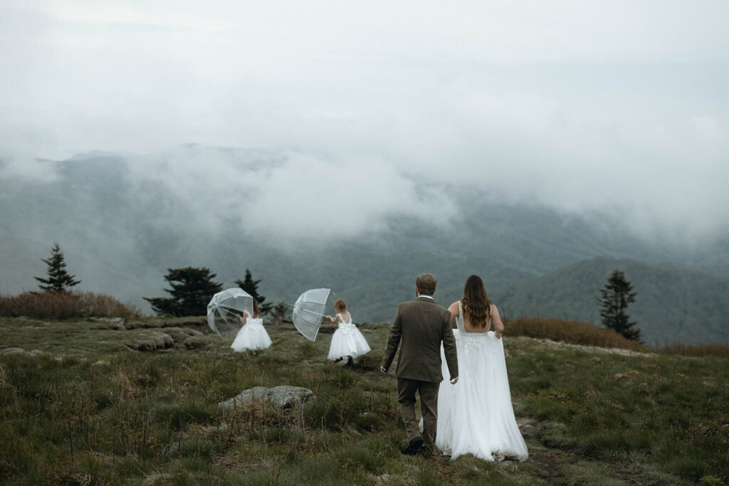 Moody fog rolling through the mountains during an intimate Asheville elopement in North Carolina